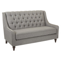 OSP Home Furnishings BPCA-ST43-X59 Burton Tufted Loveseat in Lance Graphite fabric with Dark Espresso legs